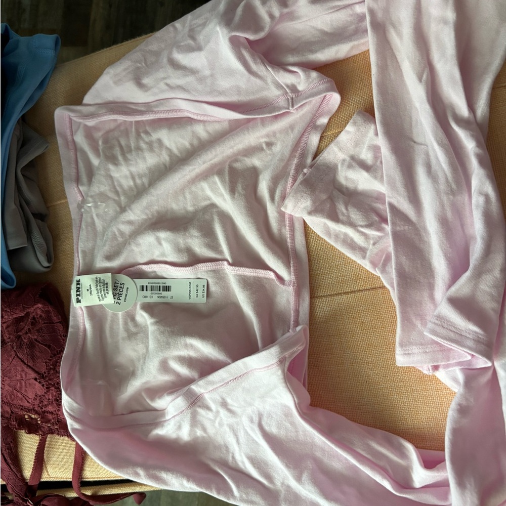 Light Pink Long Sleeve Top with Scoop Neck